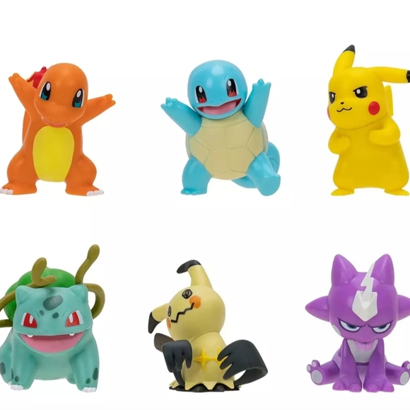 Pokemon Battle Ready! Pikachu Squirtle Charmander Mimikyu 2” Mini Figure Set New - Picture 2 of 9